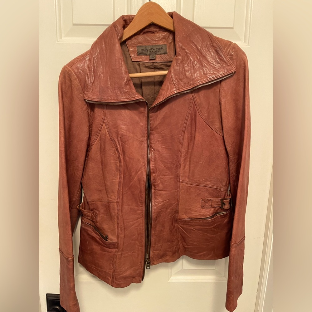 Marc New York genuine brown leather jacket- size M.